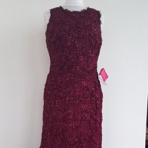 Claret lace / sequined gown